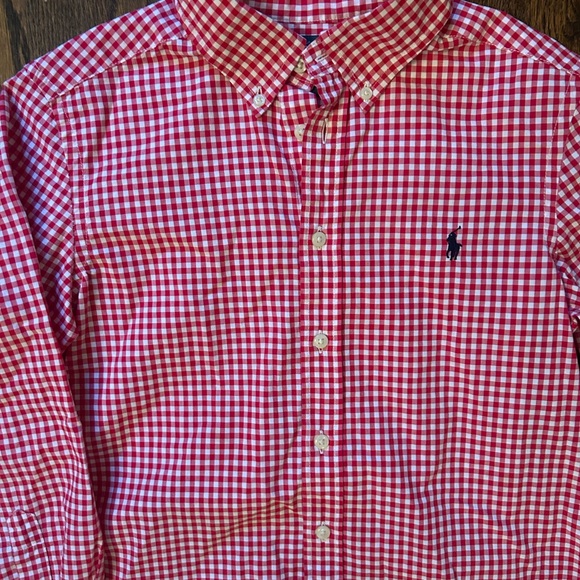 Ralph Lauren Red Check Button Down Shirt Size - Picture 7 of 8